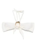 PatBO metallic-stone jersey bikini top - White