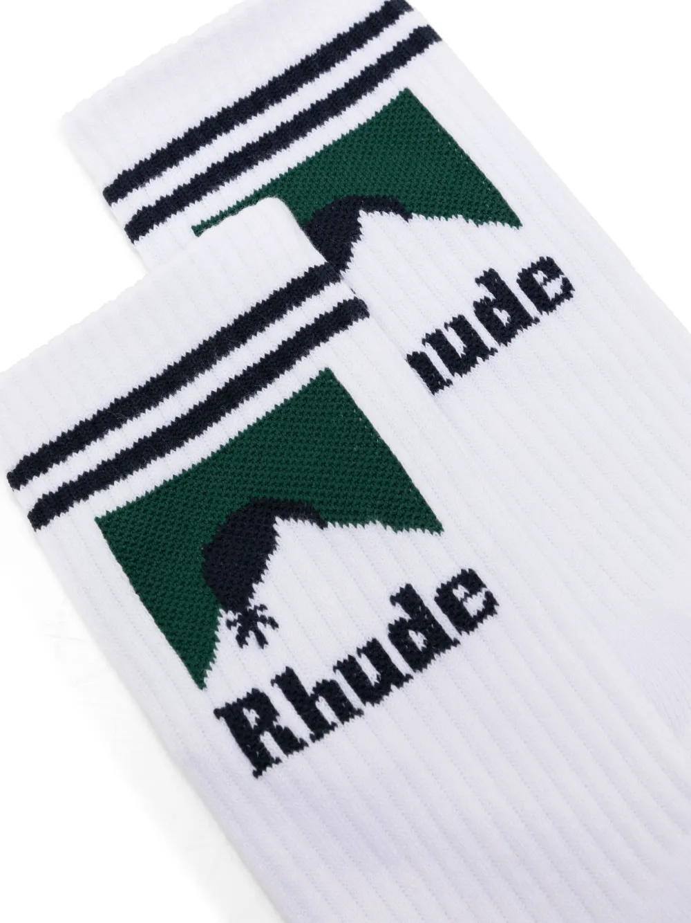 RHUDE Gestreepte sokken - Wit