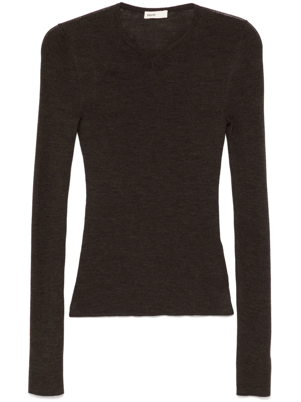 KHAITE Top met V-hals Bruin