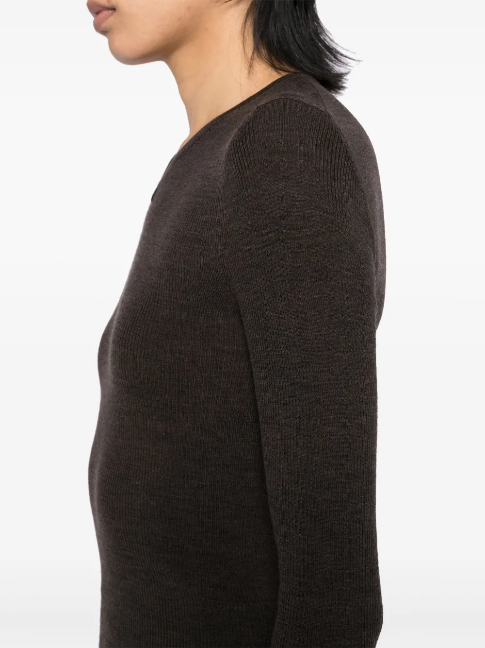 KHAITE Top met V-hals Bruin