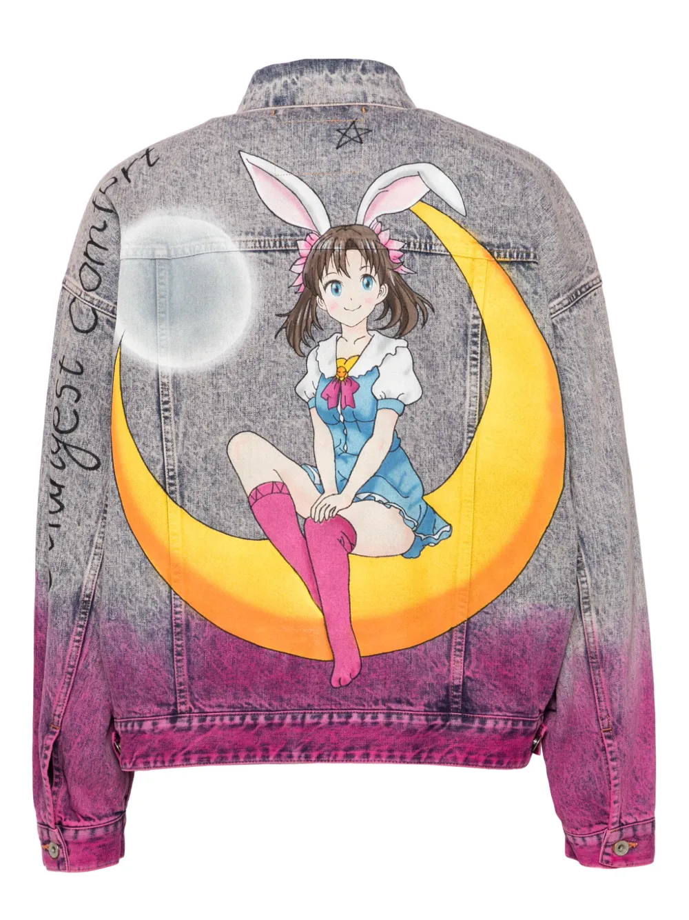 Doublet Denim jack met anime-print - Blauw