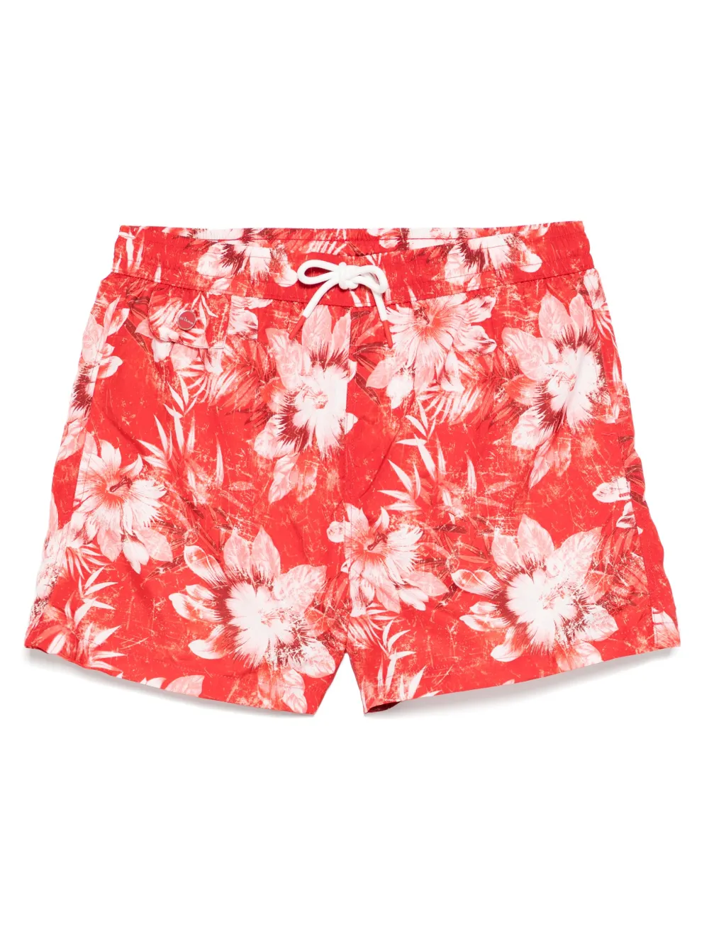 Kiton フローラル トランクス水着 - レッド Kiton フローラル トランクス水着 - レッド