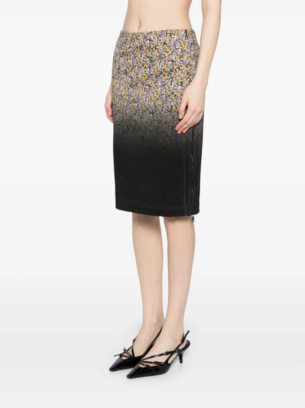 Shop N°21 Floral-print Skirt In Black