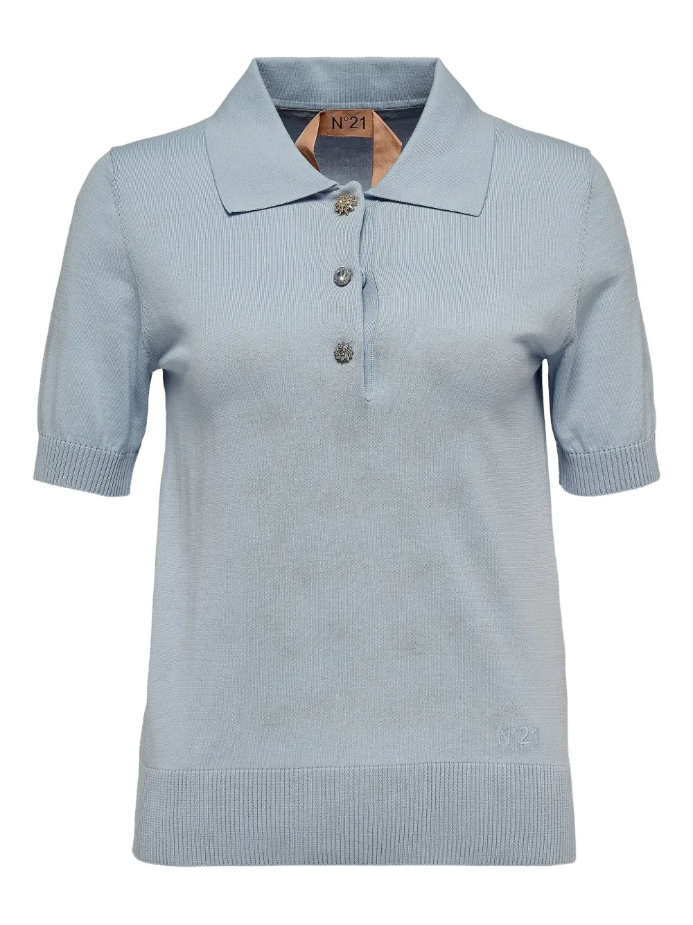 N°21 Embellished-button Polo Top In Blue