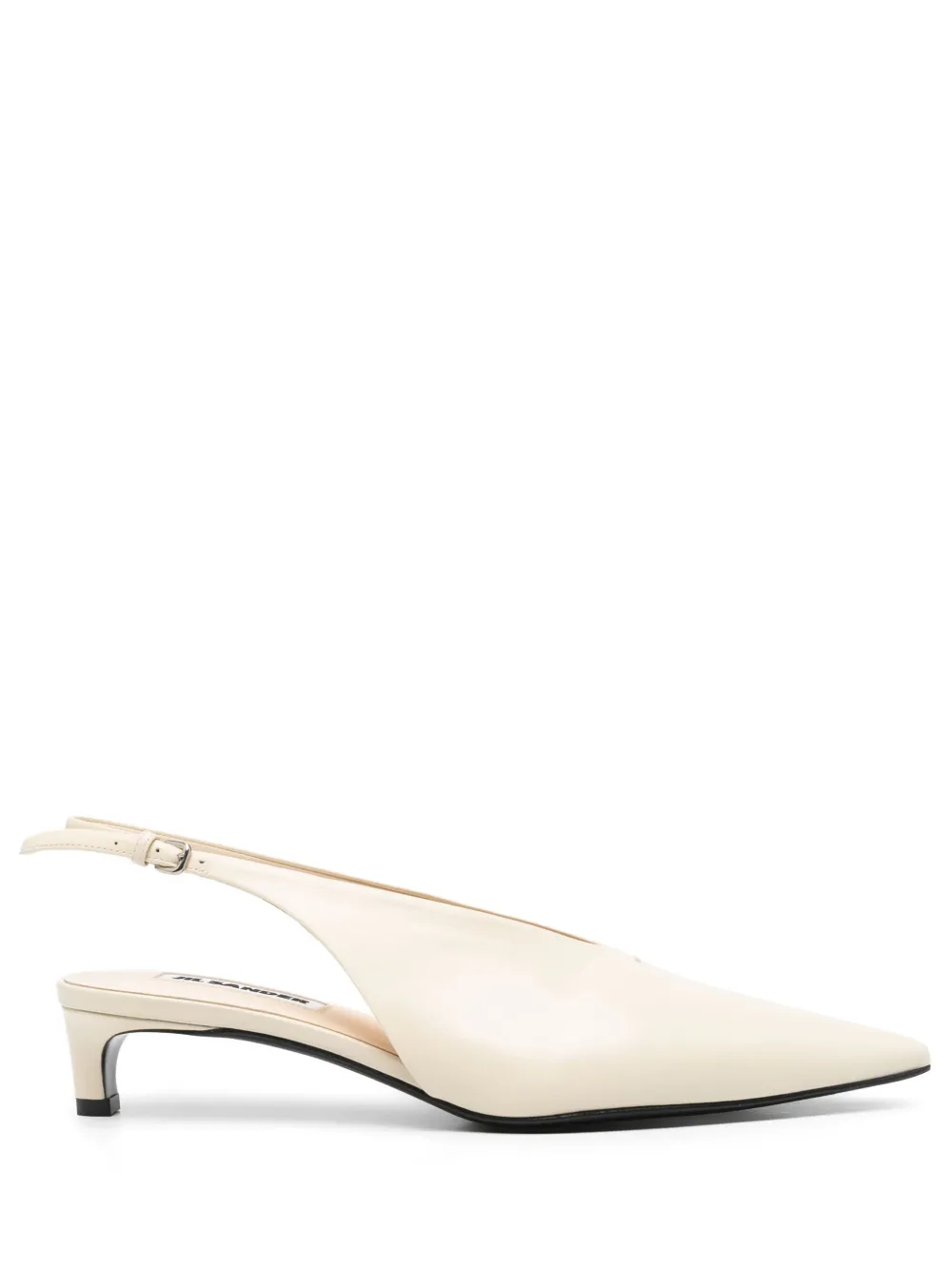 Jil Sander 40 mm leren slingback pumps Beige