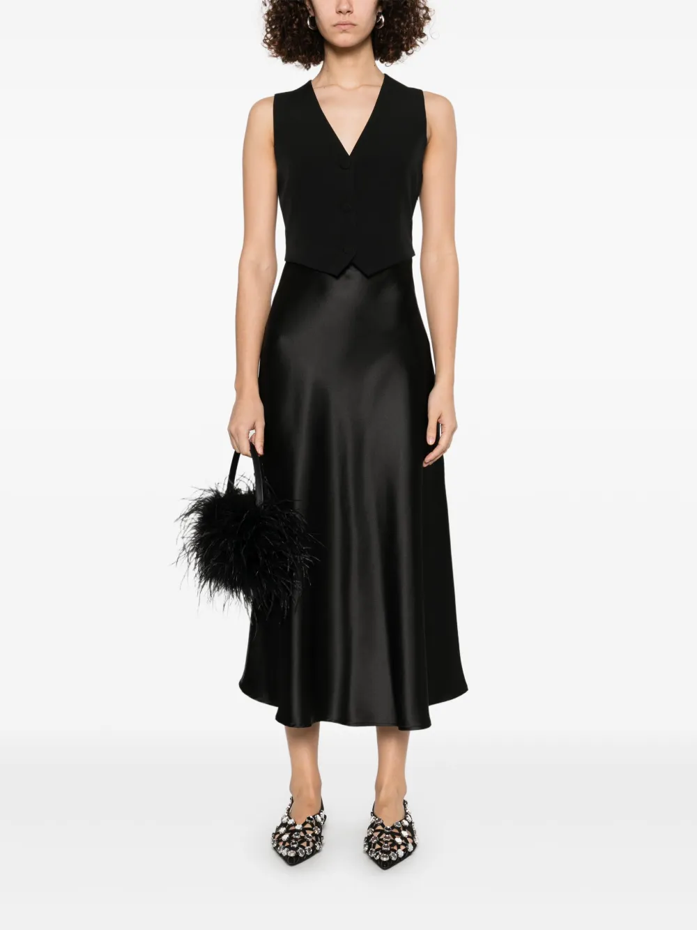 LIU JO waistcoat-detail maxi dress - Zwart