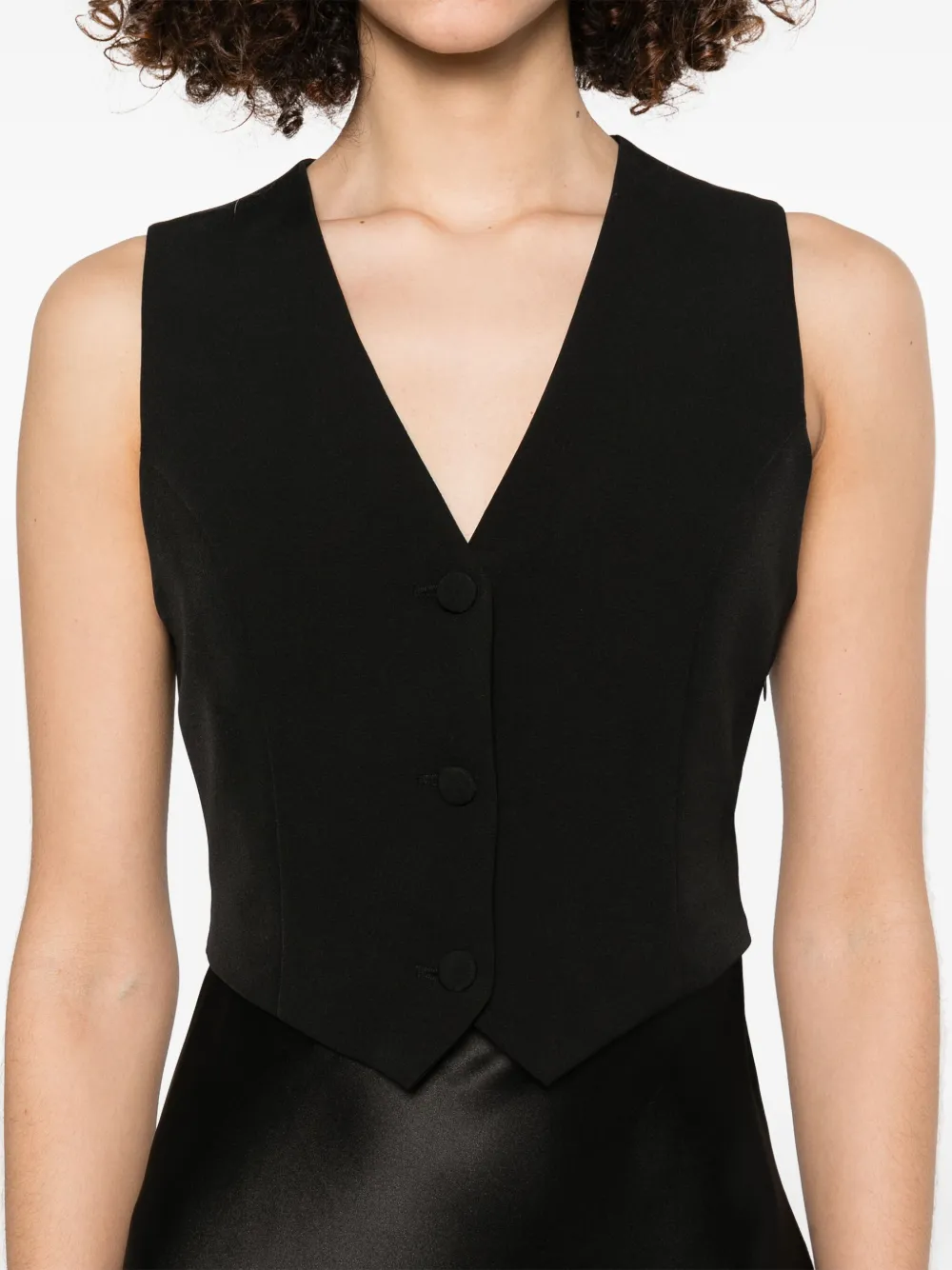 Shop Liu •jo Waistcoat-detail Maxi Dress In Black