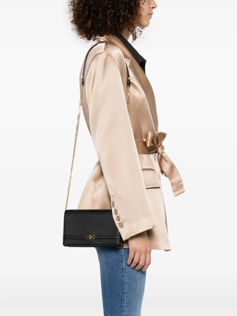 Elisabetta Franchi Clutch met logoplakkaat - Zwart