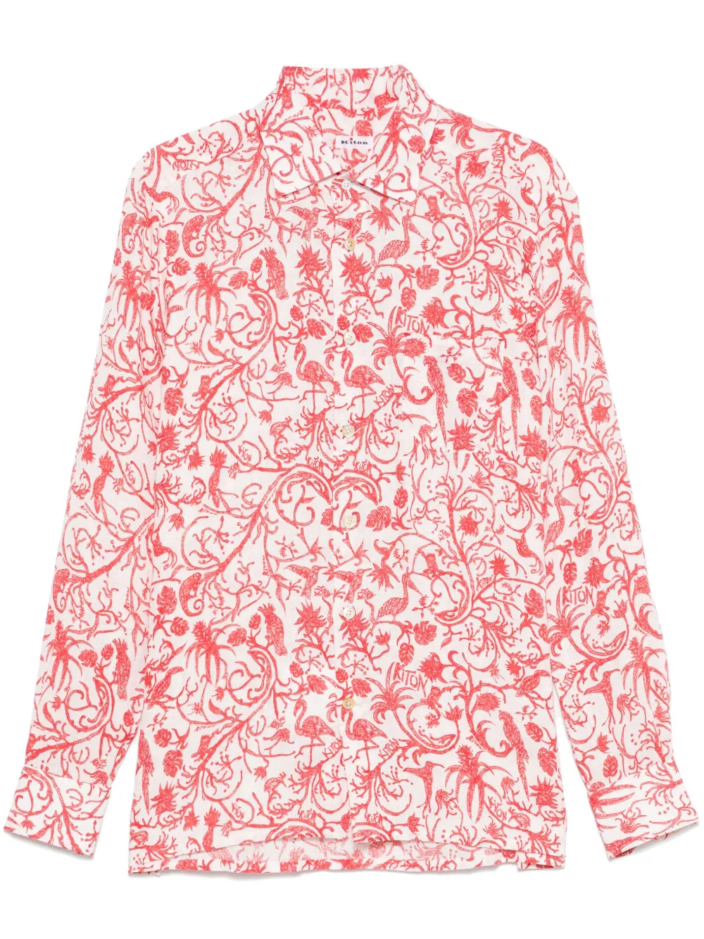 Kiton Overhemd met tropische print Wit