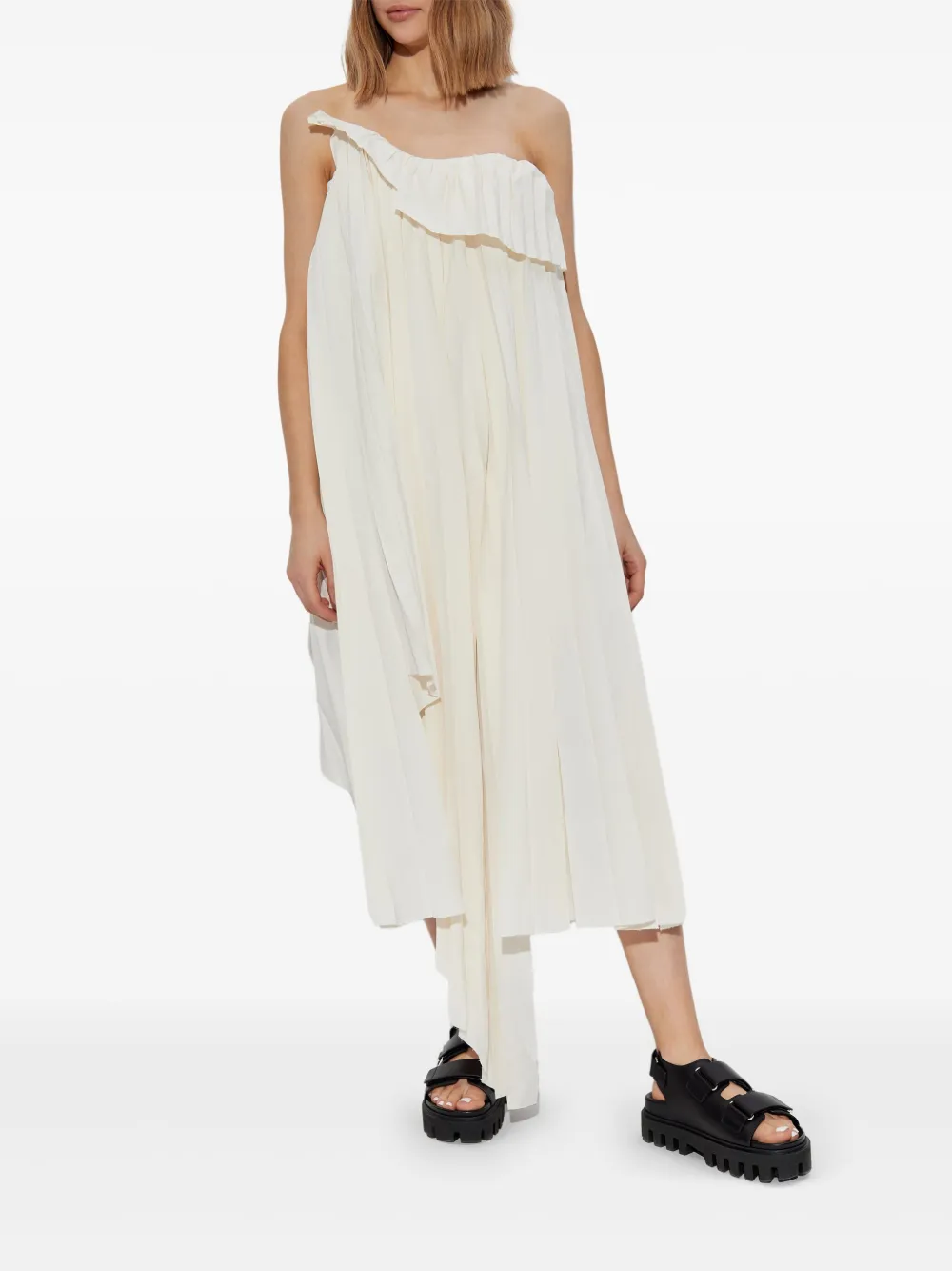 Alexander McQueen asymmetric midi dress - Beige