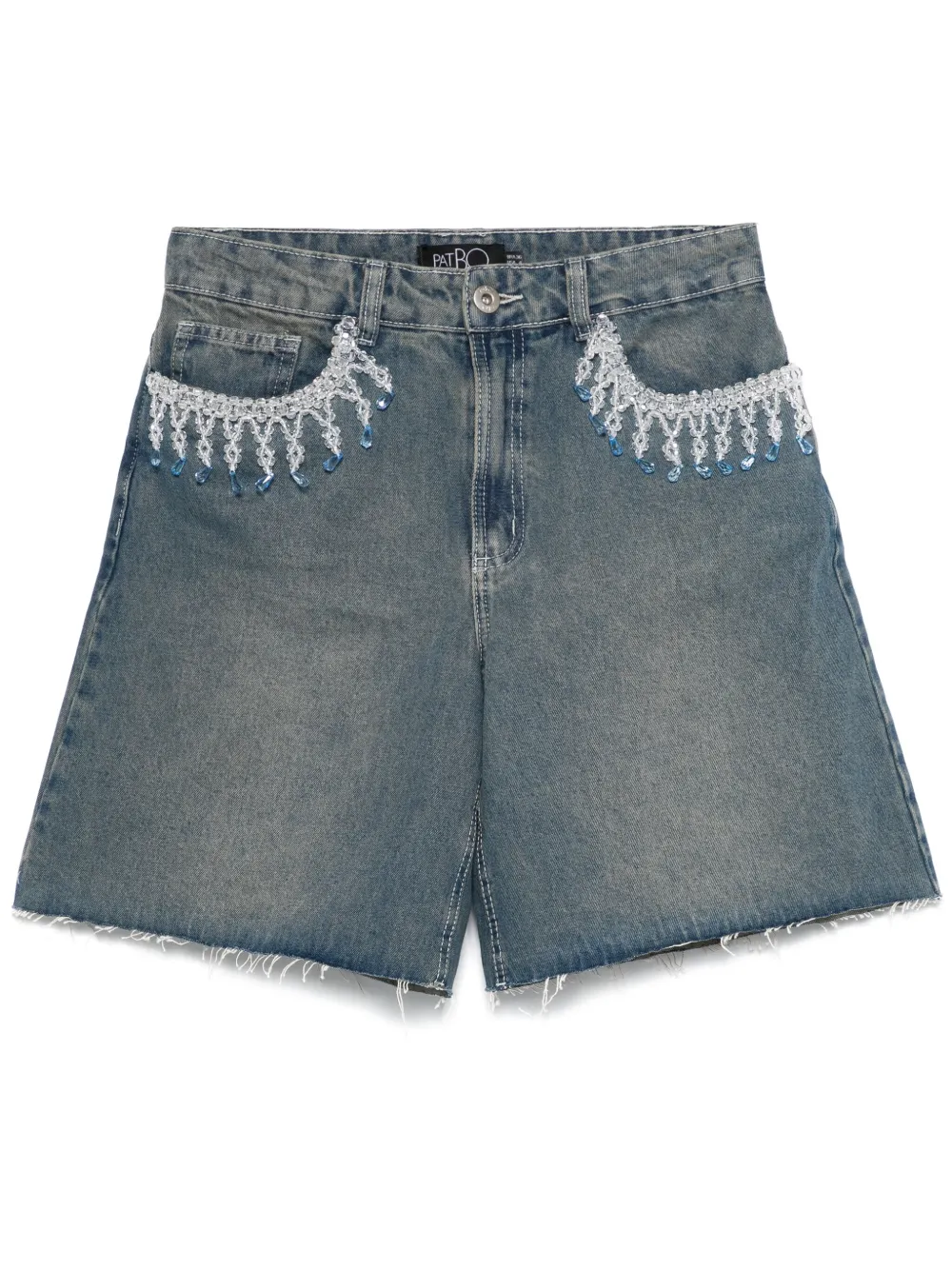 Image 1 of PatBO bead-detail denim shorts
