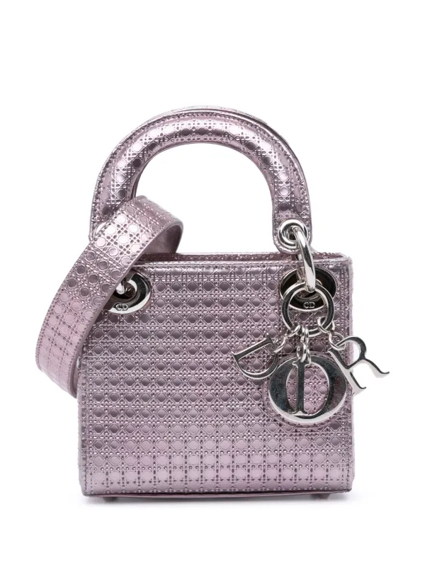 美品・ヴィンテージ【Dior】2015 パテント サッチェルバッグ Christian Dior Pre-Owned 2015 ミディアム パテント カナージュ