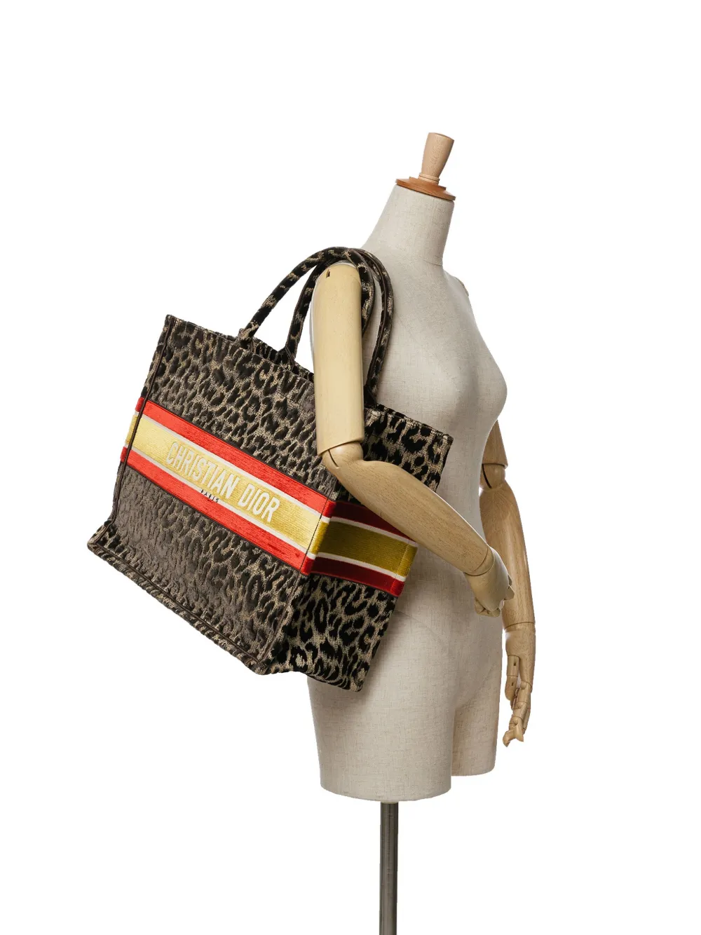 Christian Dior Pre-Owned 2020-2024 Large Velvet Mizza Leopard Book tote bag - Bruin