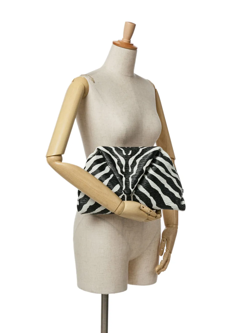 Bottega Veneta Pre-Owned 2012-2024 Nappa Zebra BV Trine Angular clutch bag - Zwart