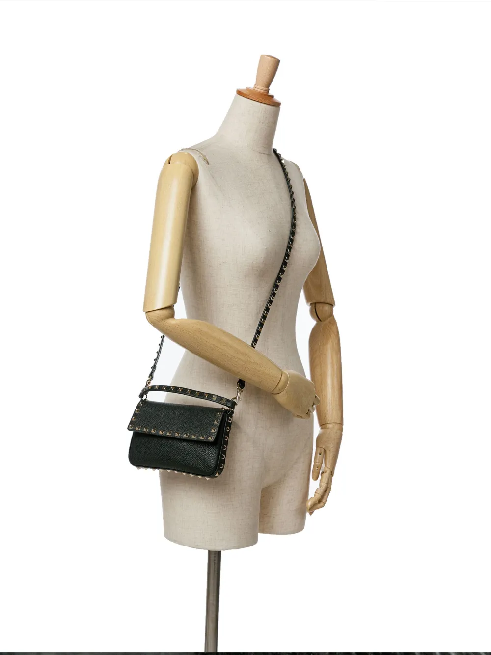 Valentino Garavani Pre-Owned 2018-2024 Grainy Calfskin Rockstud Flap satchel - Zwart