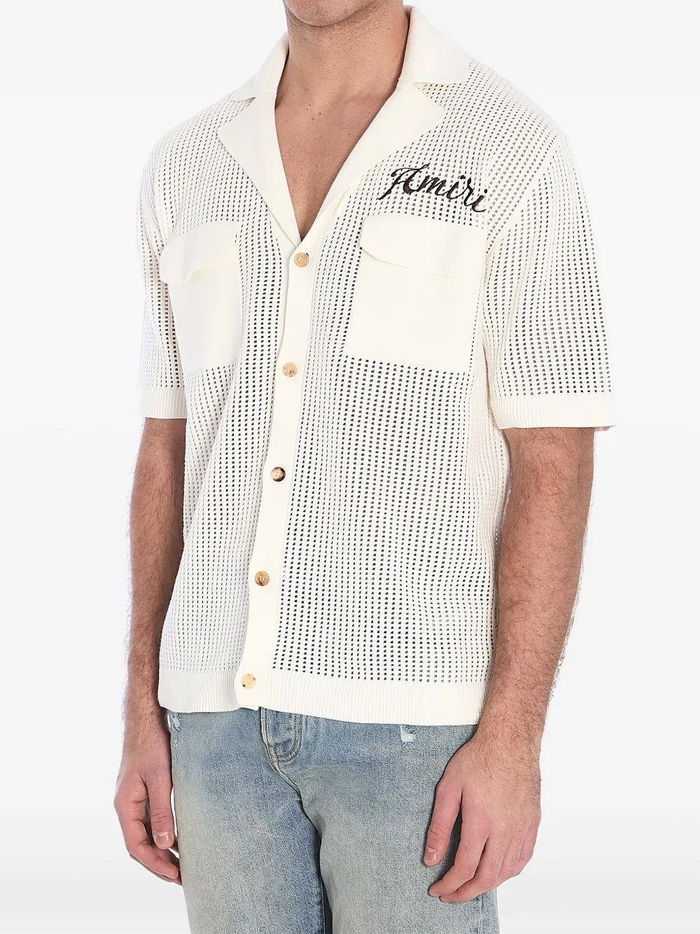 AMIRI mesh polo shirt - WHITE|WHITE