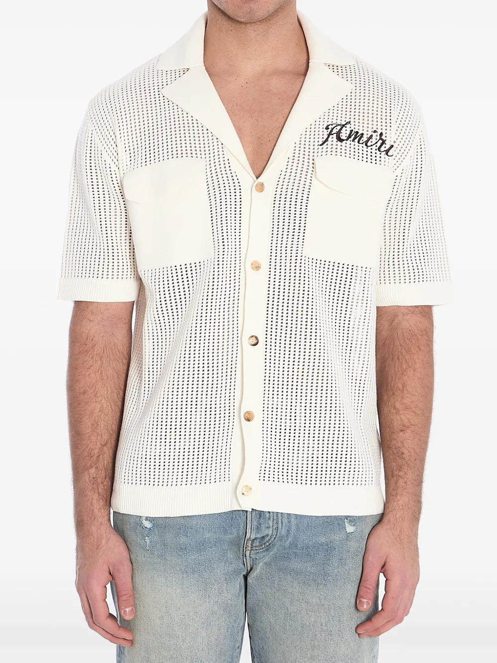 AMIRI mesh polo shirt – WHITE|WHITE AMIRI mesh polo shirt – WHITE|WHITE