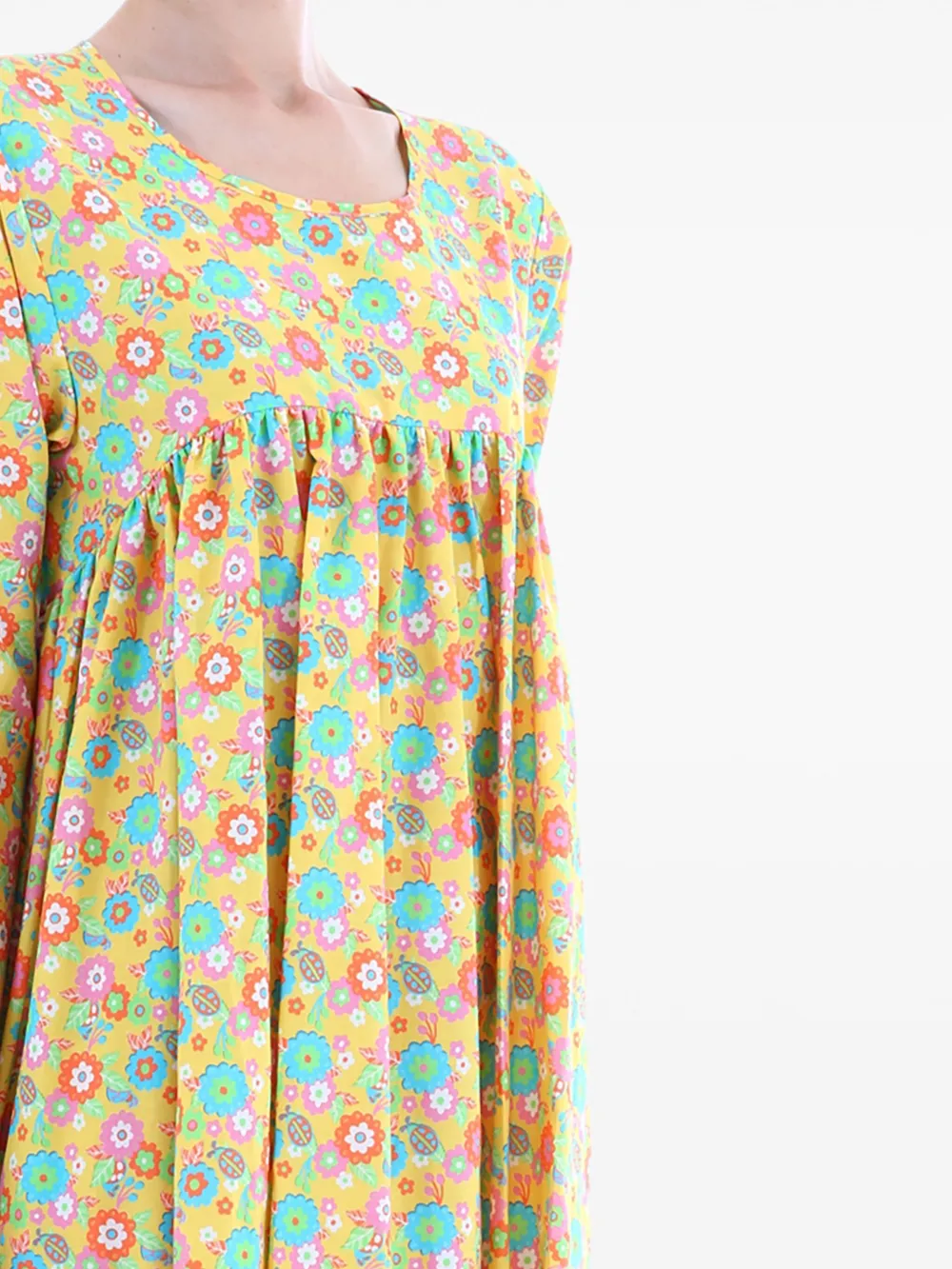 Jeremy Scott floral-print mini dress - Geel