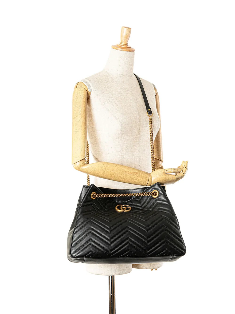 Gucci Pre-Owned 2016-2024 Medium Leather GG Marmont Matelasse Chain tote bag - BLACK
