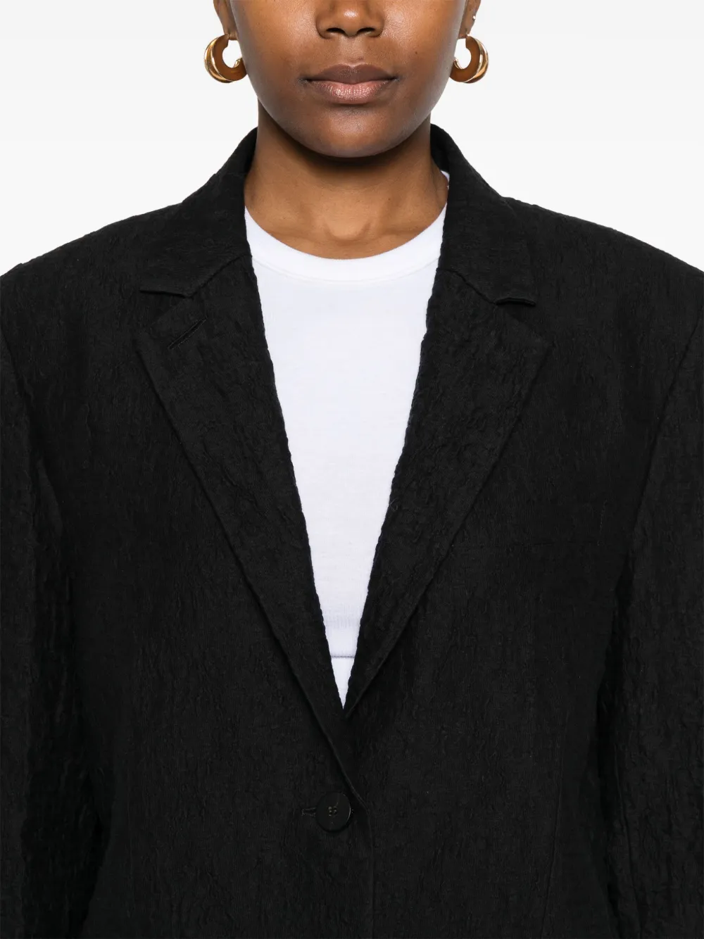 Shop Harris Wharf London Crinkled-finish Blazer In Black