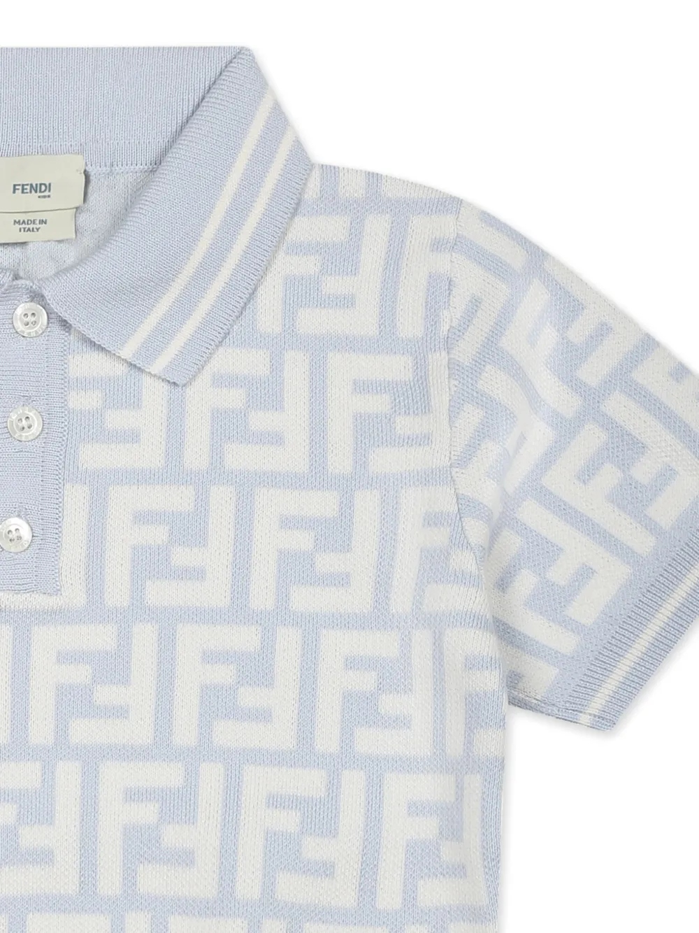 Fendi Kids Jersey poloshirt met FF-logo Blauw