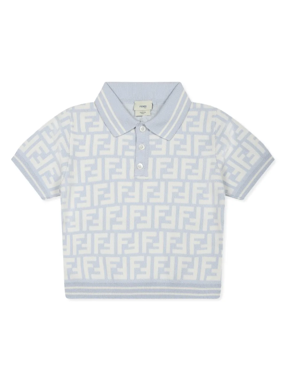 Fendi Kids Jersey poloshirt met FF-logo Blauw