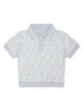 Fendi Kids FF-logo jersey polo shirt - Blue