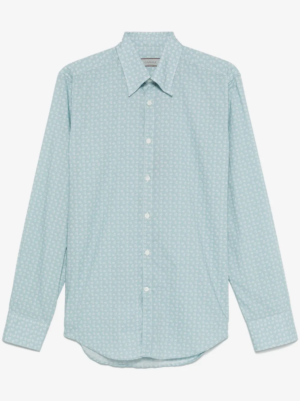 Canali leaf-print shirt | Blue | Image 1