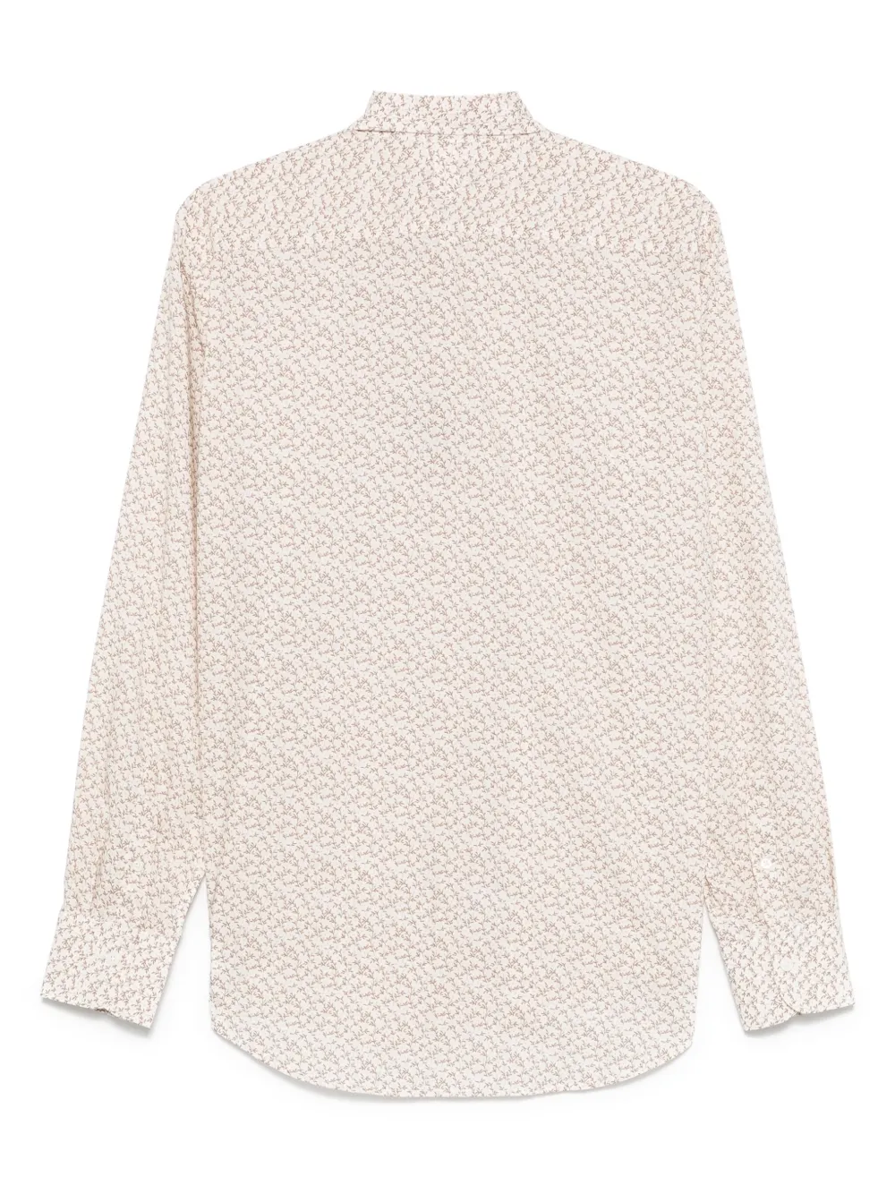 Canali Overhemd met bladerprint - Beige