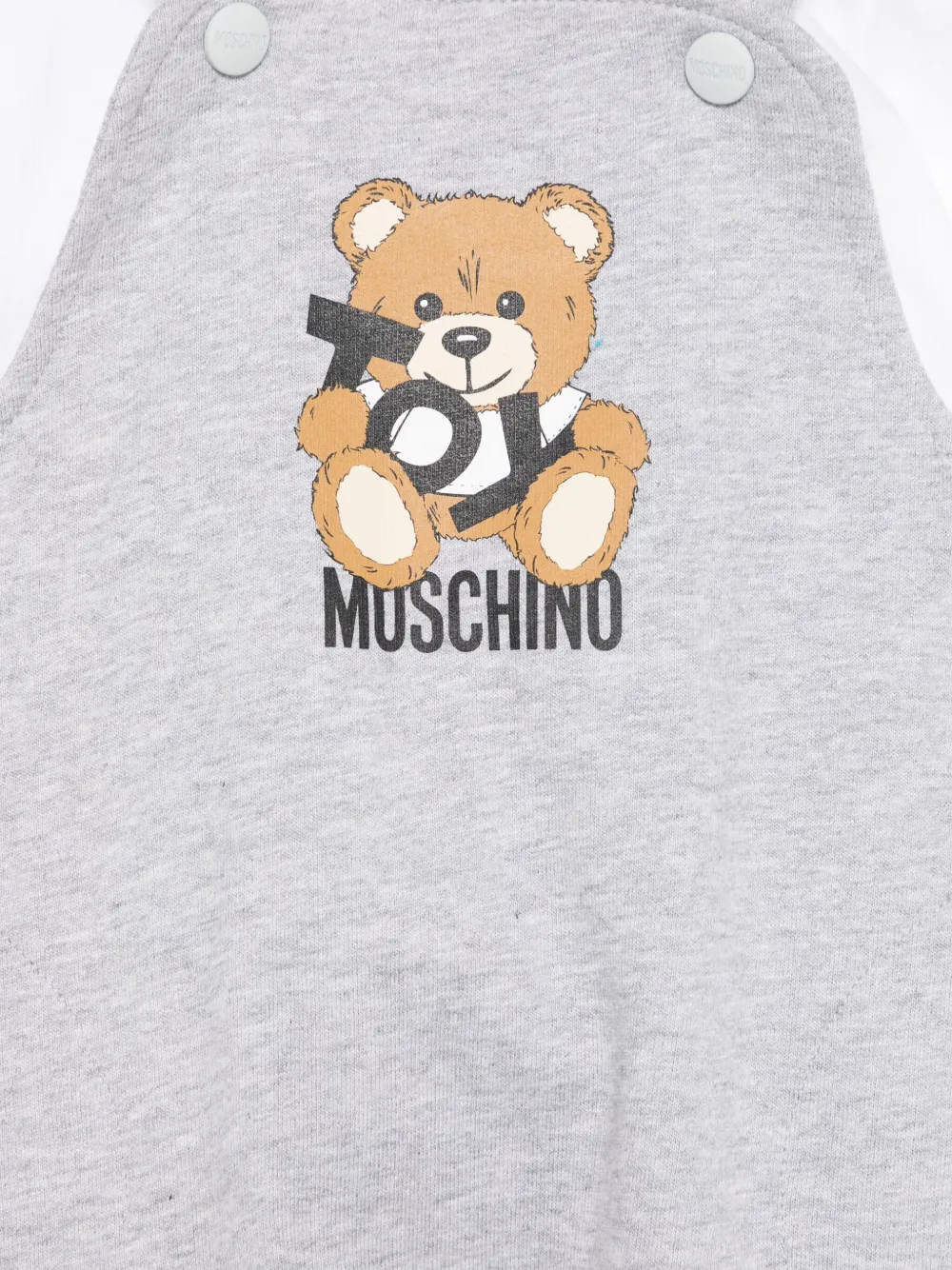 Moschino Kids Tuinbroek met teddybeerprint Wit