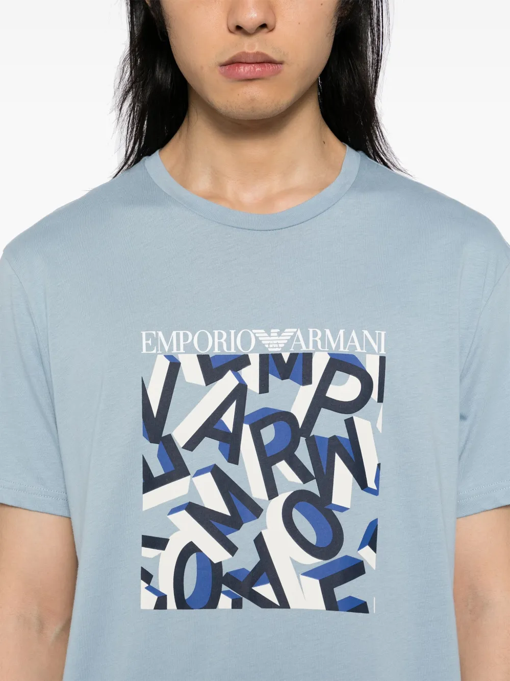 Emporio Armani T-shirt met logoprint Blauw