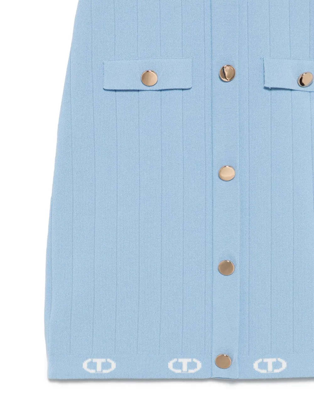 TWINSET Kids Gebreide jurk met ovalen T-jacquard Blauw
