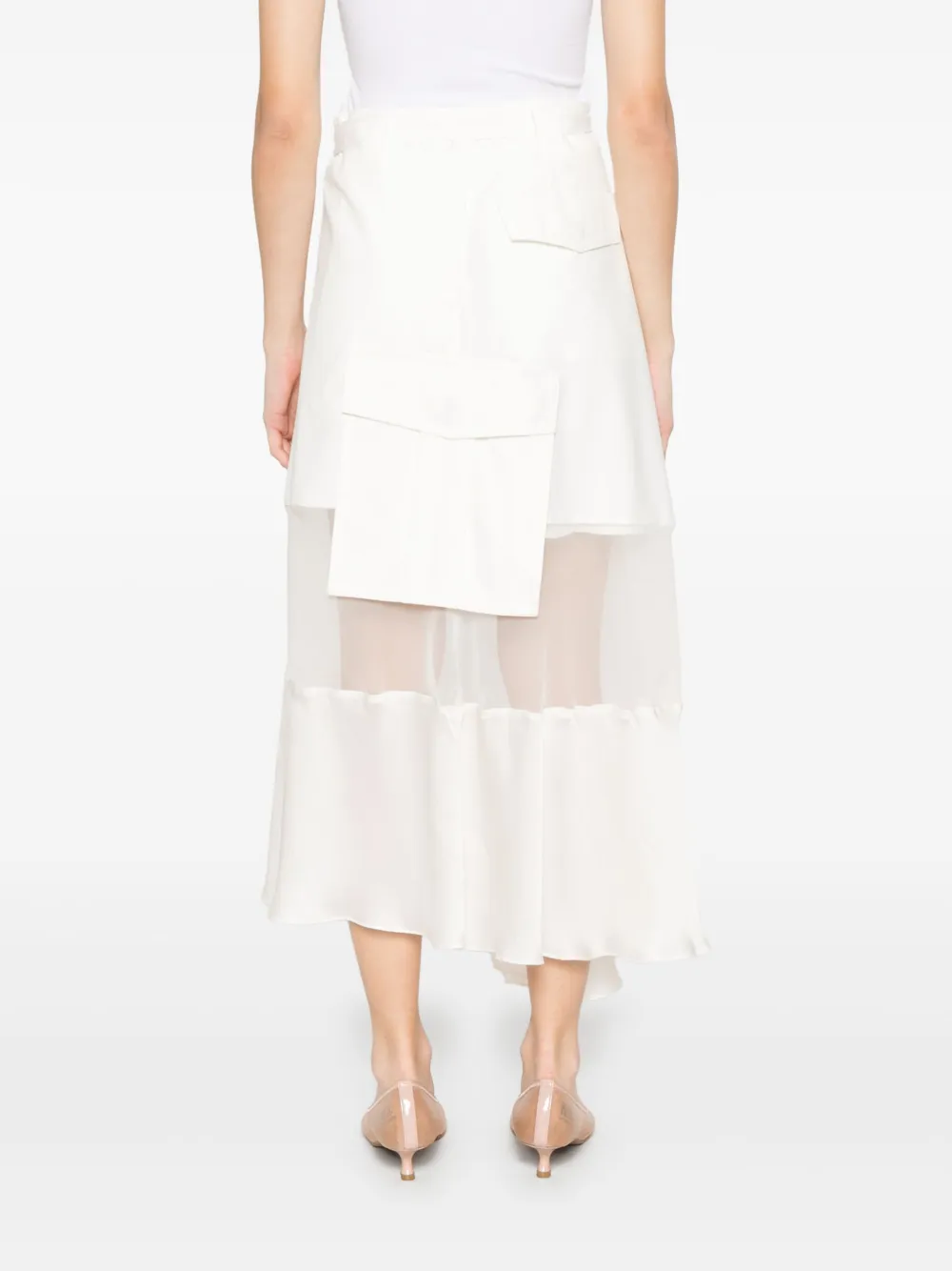 sacai Asymmetrische midi-rok Wit