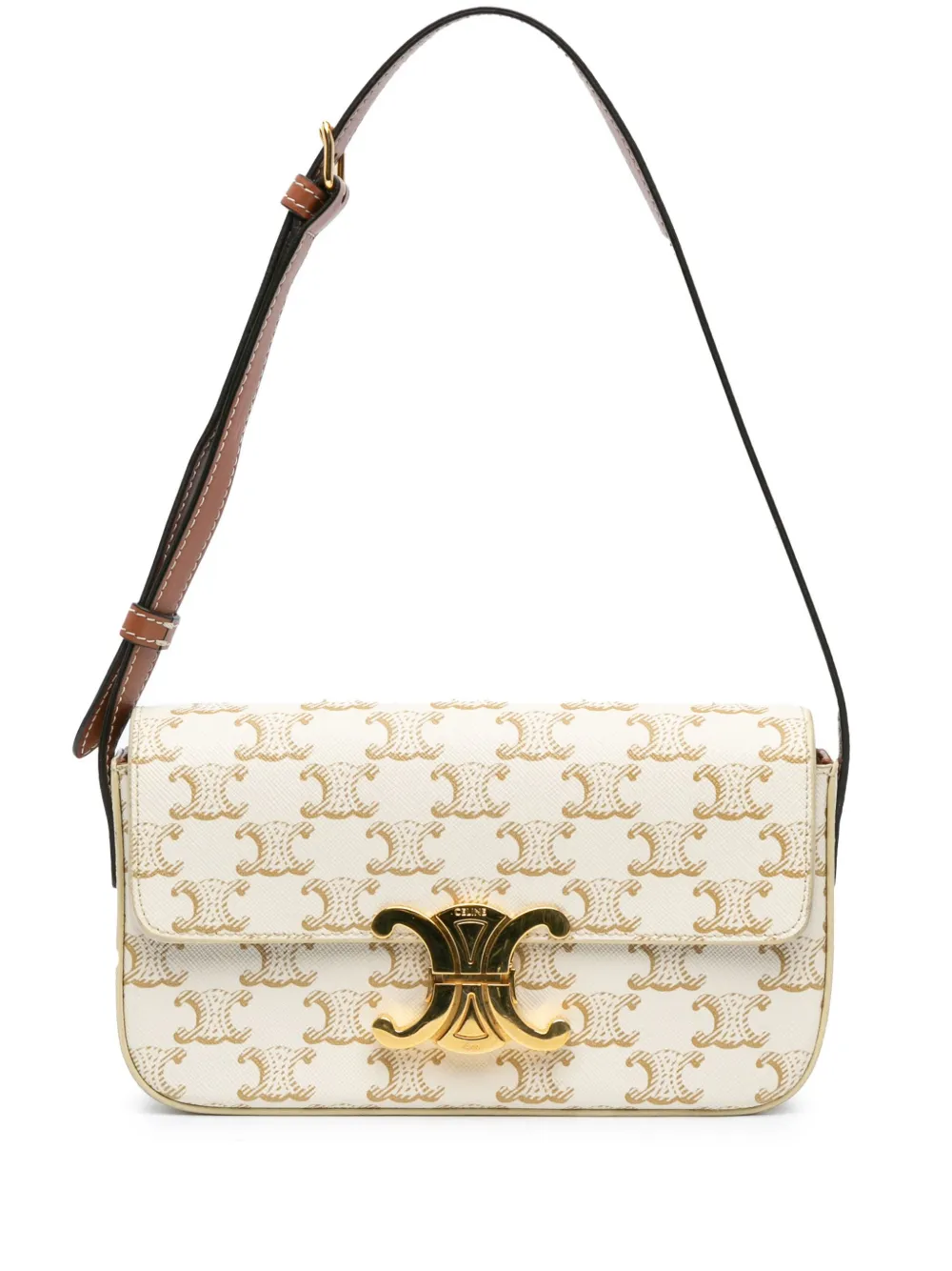 Céline Pre-Owned 2021 トリオンフ コーテッドキャンバス クロード ショルダーバッグ - ホワイト Céline Pre-Owned 2021 トリオンフ コーテッドキャンバス クロード ショルダーバッグ - ホワイト