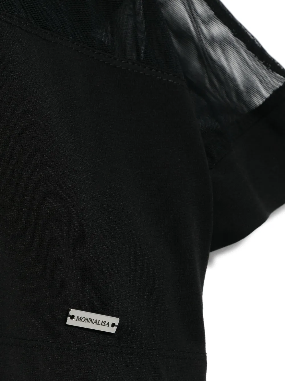 Monnalisa T-shirt met doorzichtige afwerking Zwart