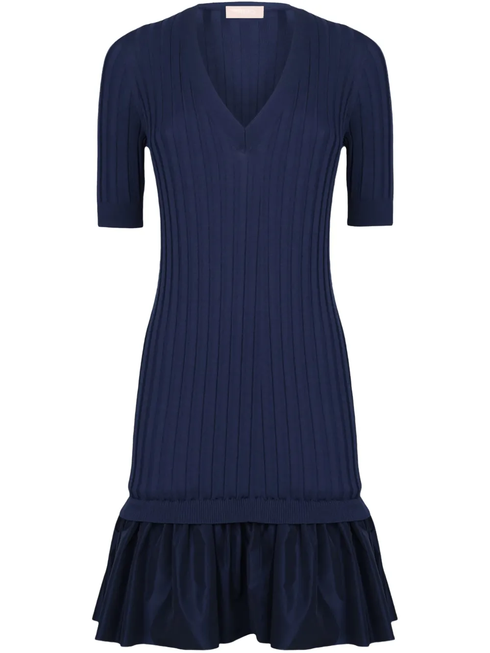 LIU JO robe courte en maille à design nervuré | bleu | Image 1
