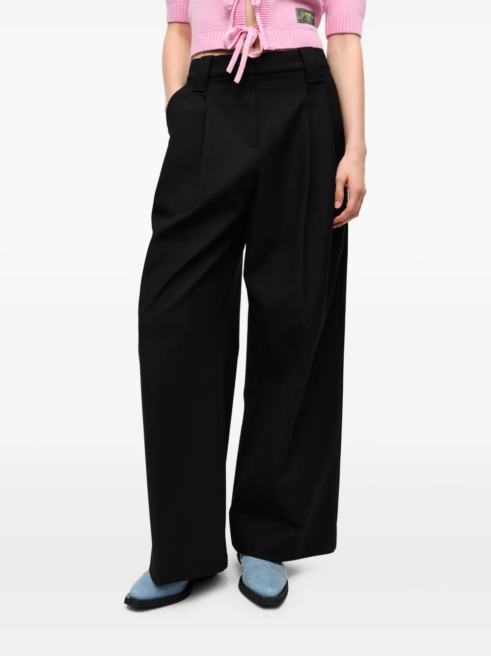 GANNI Broek met geplooid detail Zwart