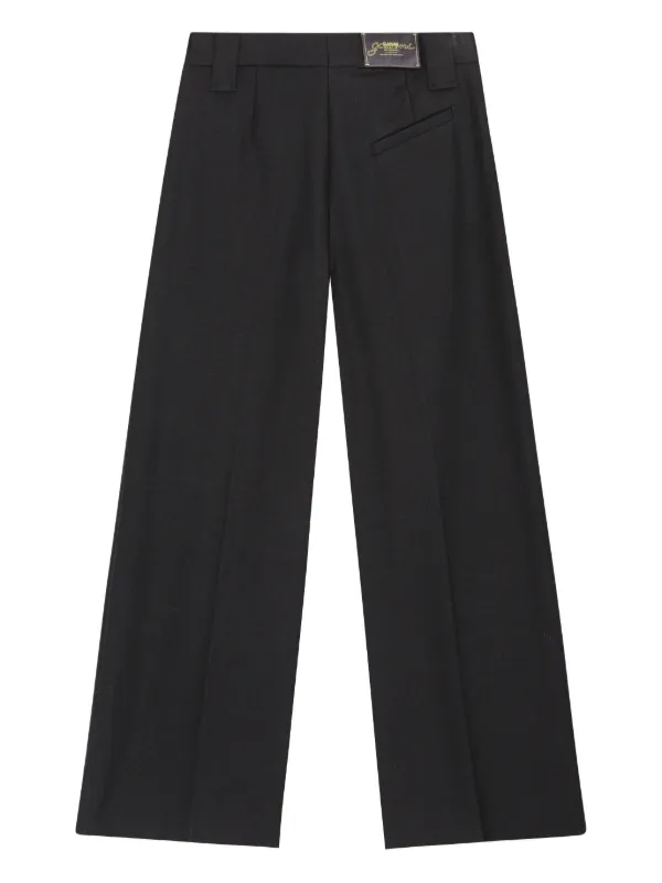GANNI ブラック ワイドパンツ プリーツ入り GANNI プリーツディテール パンツ | ブラック | FARFETCH JP