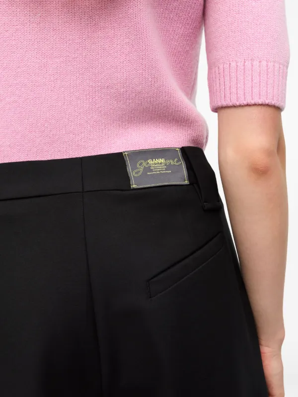 GANNI ブラック ワイドパンツ プリーツ入り
