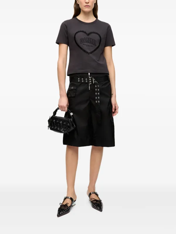 ganni キルティングショートパンツ ベルト付 黒 ブラック GANNI ベルテッド ショートパンツ | ブラック | FARFETCH JP