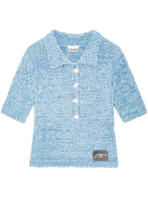 GANNI knitted polo shirt
