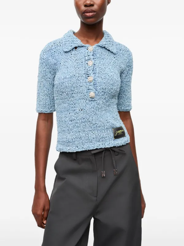 GANNI ニット ポロシャツ | ブルー | FARFETCH JP