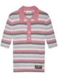 GANNI striped lurex-knit polo shirt - Pink