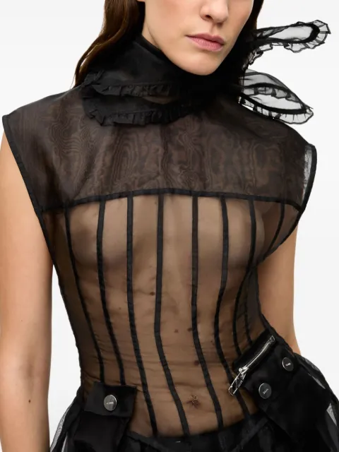 GANNI ruffle-trim scarf A6849 - 1