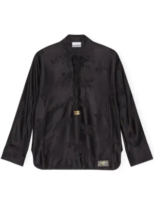 GANNI ガニー シアー トップス Printed Mesh Long Sleeve