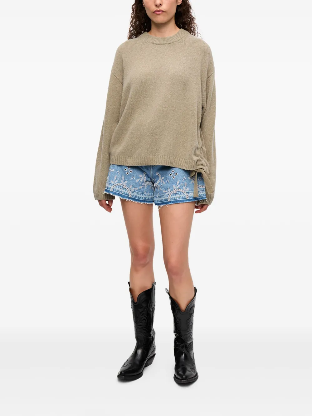 GANNI Trui met trekkoord Beige