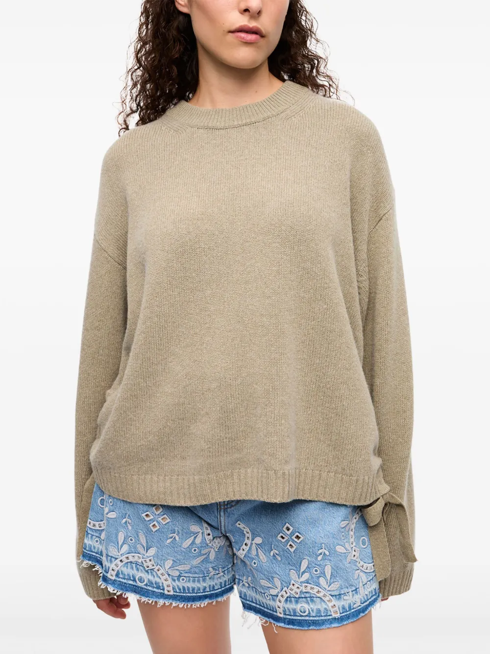 GANNI Trui met trekkoord Beige