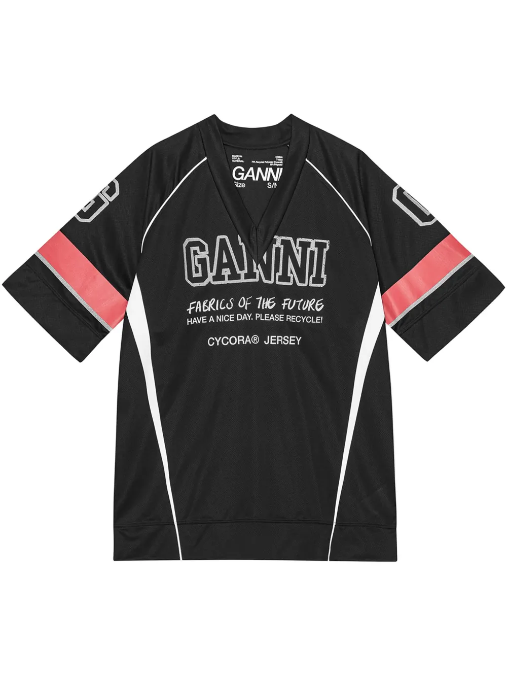 GANNI Future mesh T-shirt Zwart