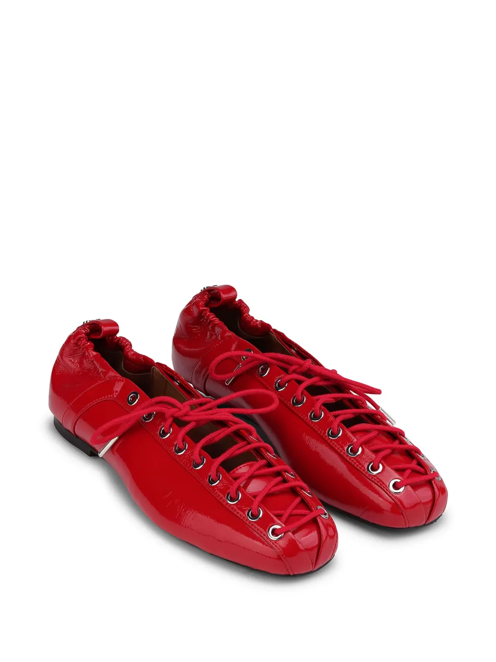 GANNI Leren ballerina's met veters - Rood