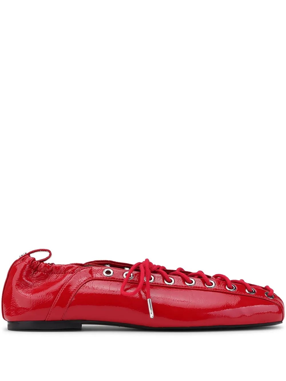 GANNI Leren ballerina's met veters Rood